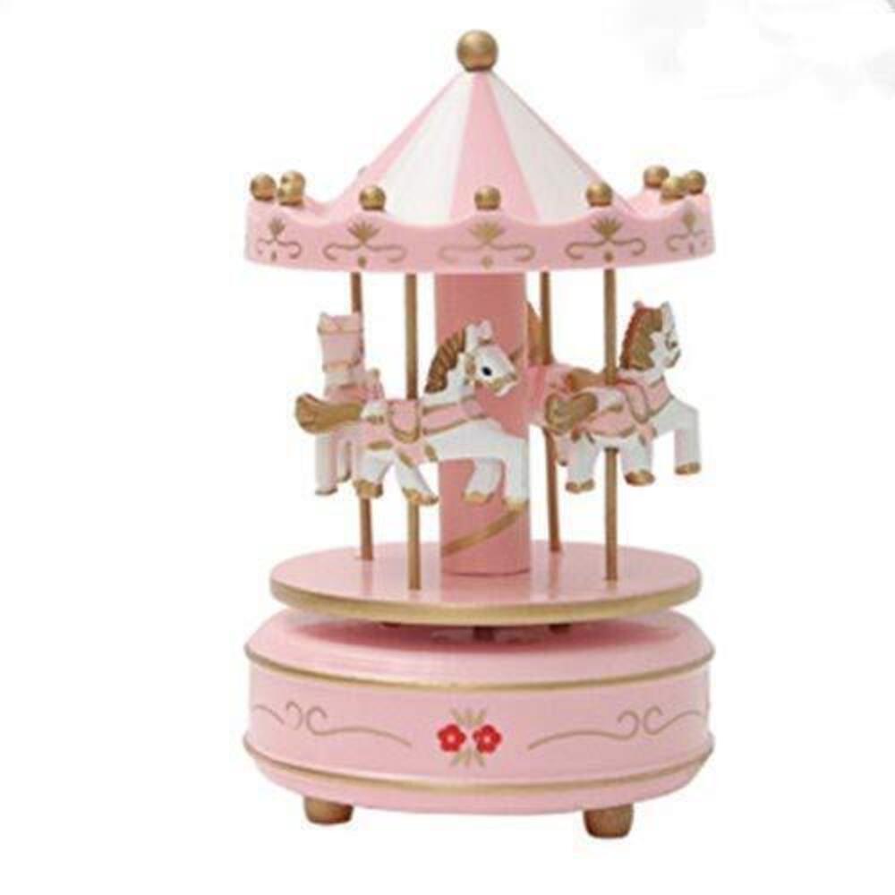 2521 Vintage Pink Wooden Merry-Go-Round Horse Christmas Birthday Gift